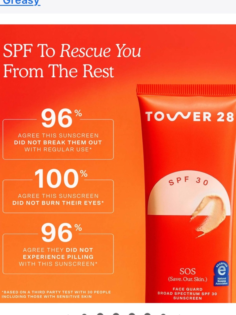 TOWER28 SPF 30 SOS Face Guard Sunscreen travel size